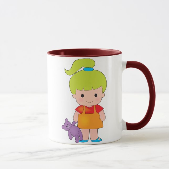 Liten flicka med nallen mugg (Höger)