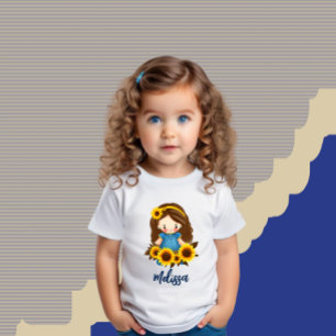 Liten flicka med solblommor t shirt