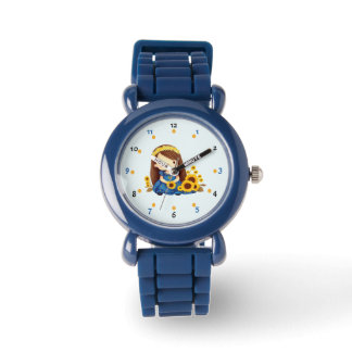 Liten flicka med solrosor armbandsur