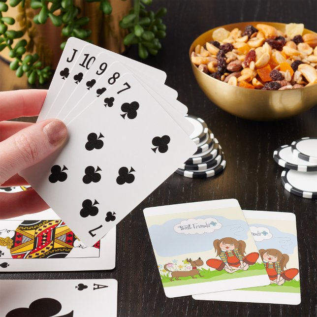 Liten flicka och brun hund bästa vänner casinokort (Skapare uppladdad)