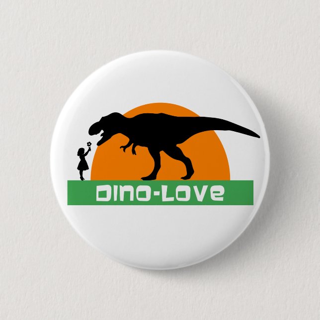 Liten flicka och dinosaur knapp (Framsida)
