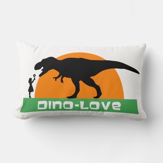 Liten flicka och dinosaur lumbarkudde (Framsida)