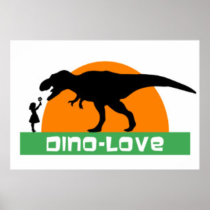 Liten flicka och dinosaur poster