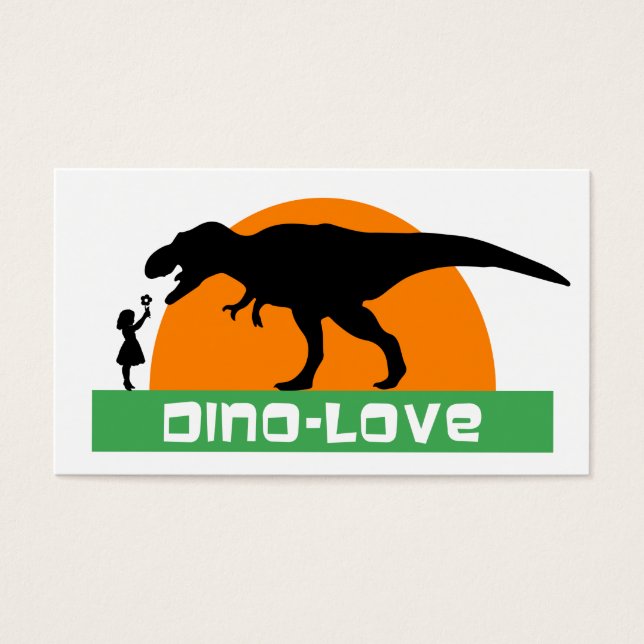 Liten flicka och dinosaur visitkort (Framsidan)