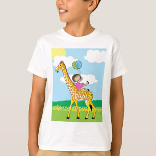 Liten flicka och giraff tee shirt