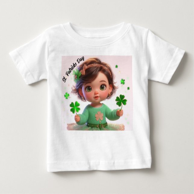 Liten flicka på St. Patricks Day T Shirt (Framsida)