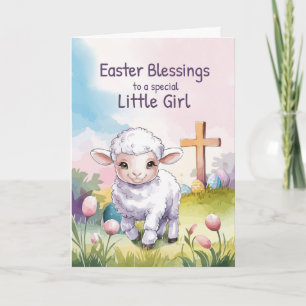 Liten flicka Påsksägner Kristna Lamm Kort