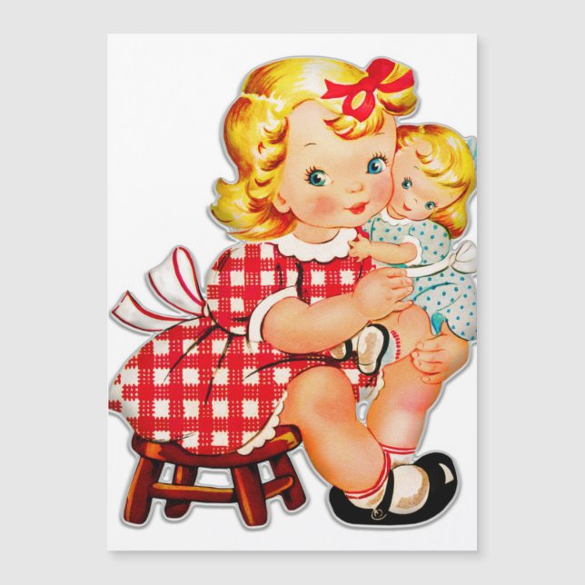 Liten flicka retro vintage docka barn (Framsida)