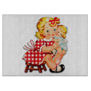 Liten flicka retro vintage docka barn