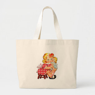 Liten flicka retro vintage docka barn jumbo tygkasse