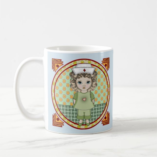Liten flicka sjuksköterska  kaffemugg (Vänster)