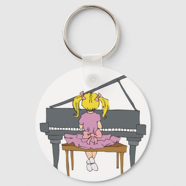 liten flicka som spelar piano nyckelring (Framsida)