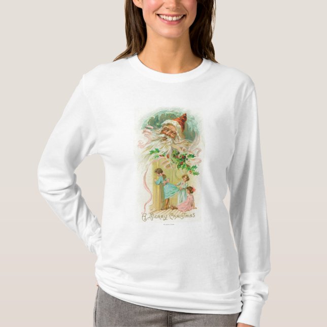 Liten flicka som spionerar till och med sovrumdörr t-shirt (Framsida)