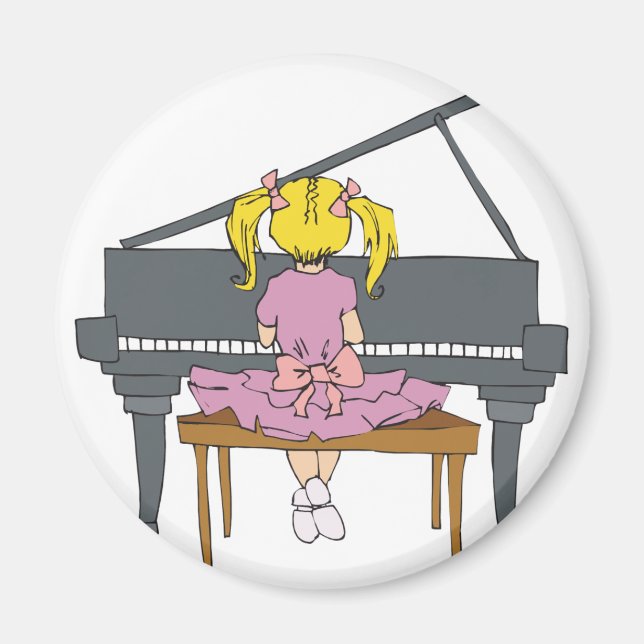 liten flicka spelar piano magnet (Framsidan)