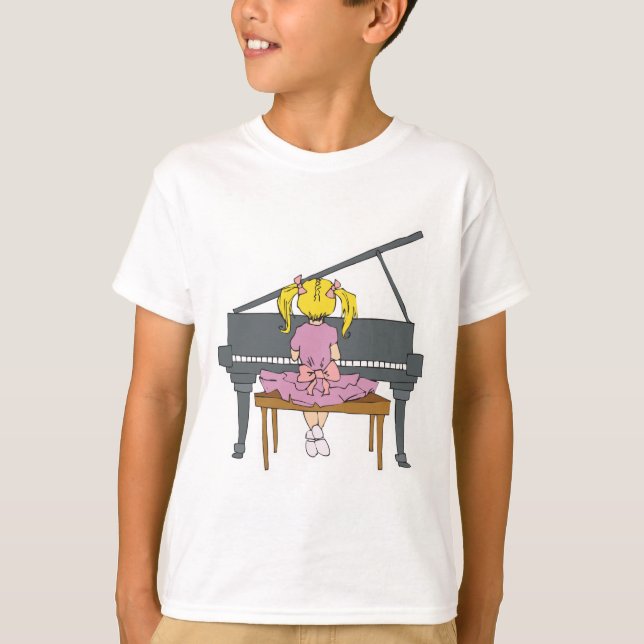 liten flicka spelar piano t-shirt (Framsida)