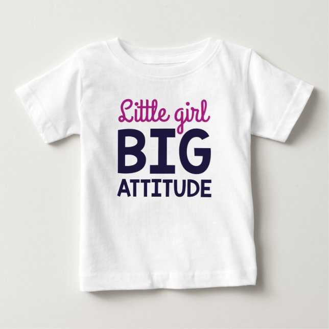 Liten flicka stor attityd t shirt (Framsida)
