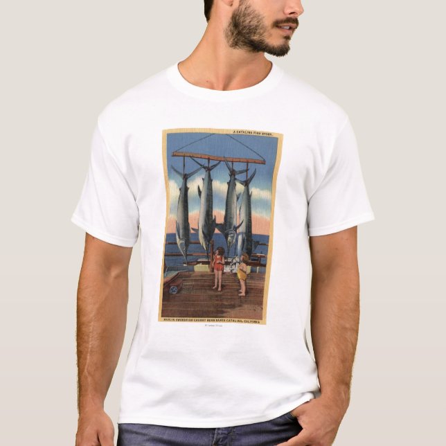 Liten flicka tittar fångade Swordfish Tee Shirt (Framsida)