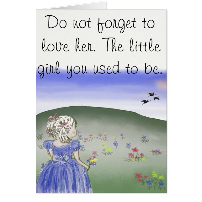 Liten flicka vykort hälsningskort (Framsidan)