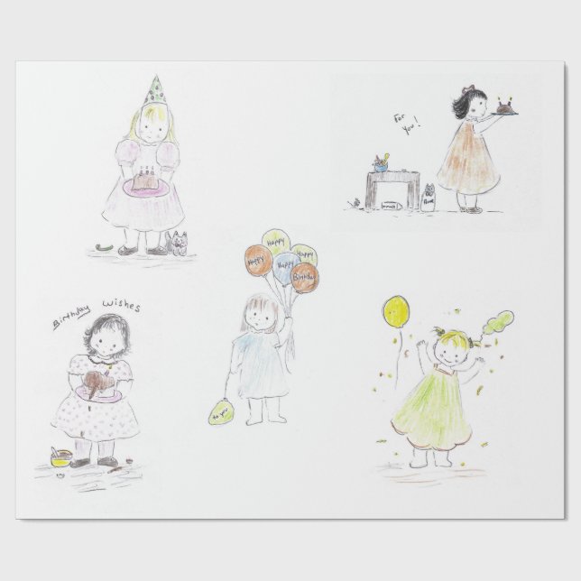 Liten flickafödelsedag presentpapper (Platt)