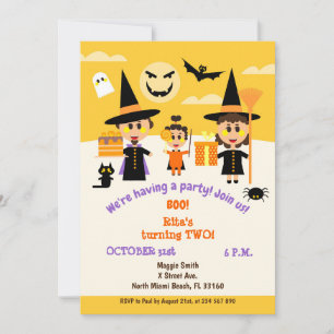 Liten flickas andra födelsedag Halloween-inbjudan Inbjudningar