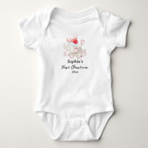 Liten flickas första jul Elefant Anpassat namn T Shirt