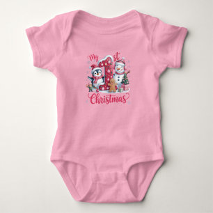 Liten flickas första jul rosa t shirt