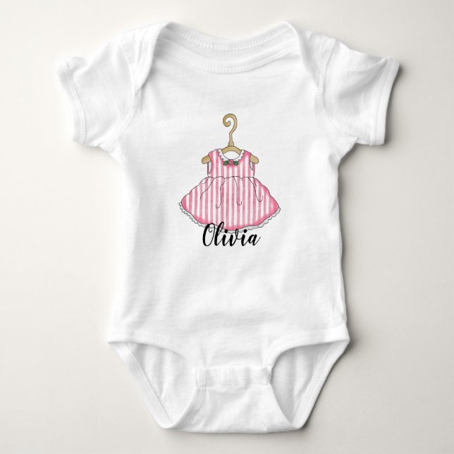 Liten flickas rosa klänning barn krypare t shirt (Framsida)