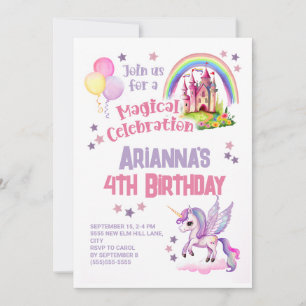 Liten flickas slott 4-årsdag inbjudningar