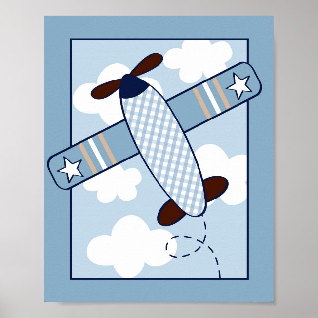 Liten flygare flygplansbarnkammare Väggkonsttryck Poster (Framsidan)