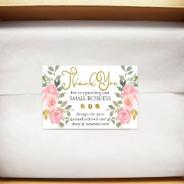 Liten företags tack logotyp Blush Rosa Blommig Rektangulärt Klistermärke