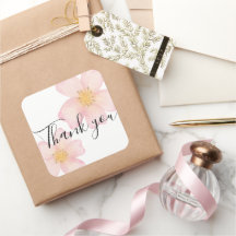 Liten företags tack-sticker - Rosa blommor