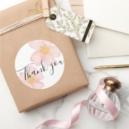 Liten företags tack-sticker - Rosa blommor Runt Klistermärke