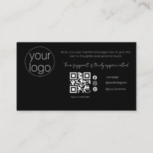 Liten företagslogotyp Tack QR-kort Svart Visitkort