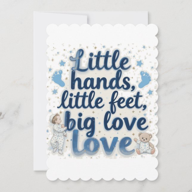 Liten fötter baby shower  inbjudningar (Framsida)