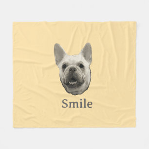 Liten fransk bulldogg beige fleecefilt