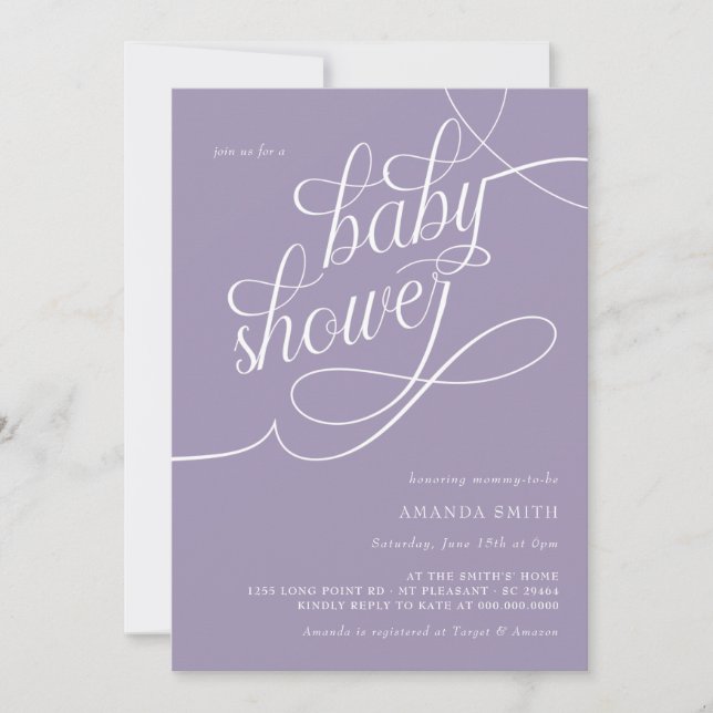 Liten Fransk Lavender Elegant Baby Shower Inbjudningar (Framsida)