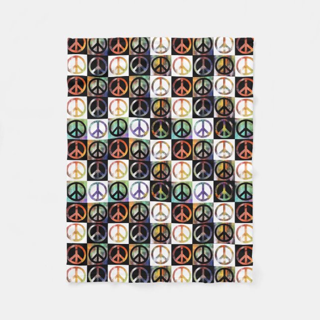 Liten fredsteckenmosaik fleecefilt (Framsidan)