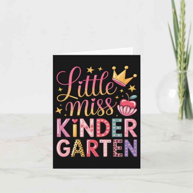 Liten Fröken Förskolebarn Tillbaka Till Skolan Kort (Framsida)
