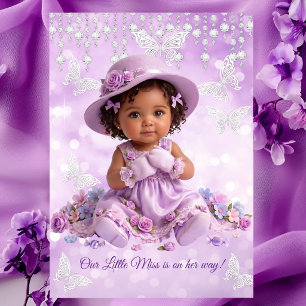 Liten fröken Lilac lila flicka baby shower etnisk Inbjudningar