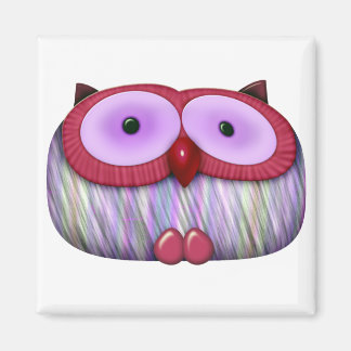 liten fuchsia uggla magnet