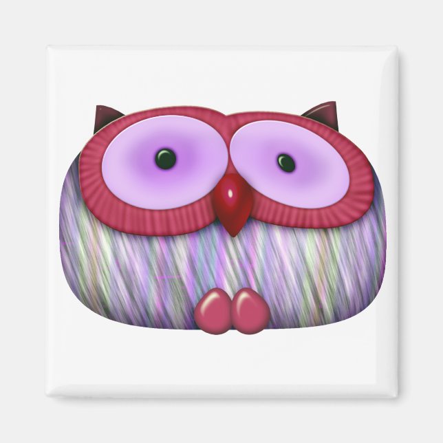 liten fuchsia uggla magnet (Framsidan)
