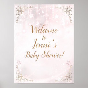 Liten funkande stjärna Rosa Guld Bebisdopp Poster