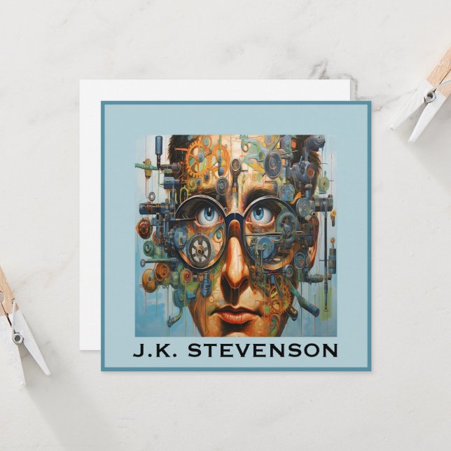 Liten futuristiska, mall, inbjudan (Fram/Back In Situ)