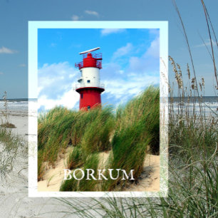 Liten fyr, Borkum, Ostfriesland, Tyskland Vykort