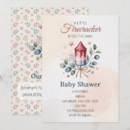Liten fyrverkeripåle 4 juli Baby Shower Inbjudningar
