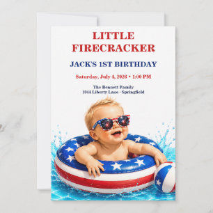 Liten fyrverkeripatriotisk 1-årsdag inbjudningar