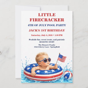 Liten fyrverkeripatriotisk 1-årsdag inbjudningar
