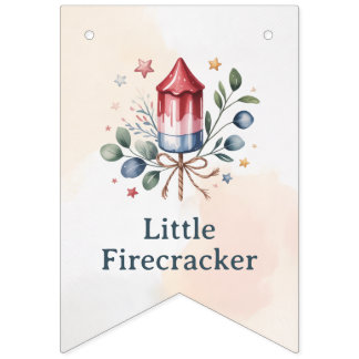Liten fyrverkeripatriotisk akvarell Baby Shower Vimplar