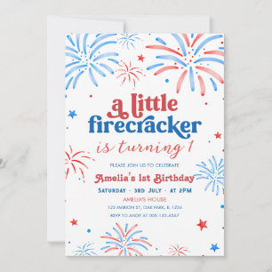 Liten fyrverkeripippa 4 juli 1-års födelsedag inbjudningar
