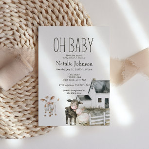 Liten gård barnkammardjur baby shower inbjudan